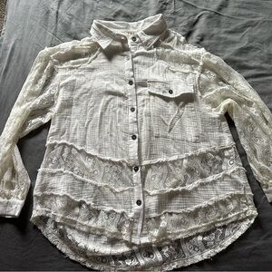 POL White Lace Blouse